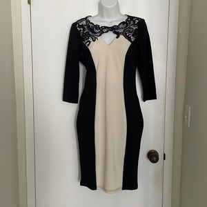 Little Mistress London Bodycon Dress in Black and Cream Size 6
